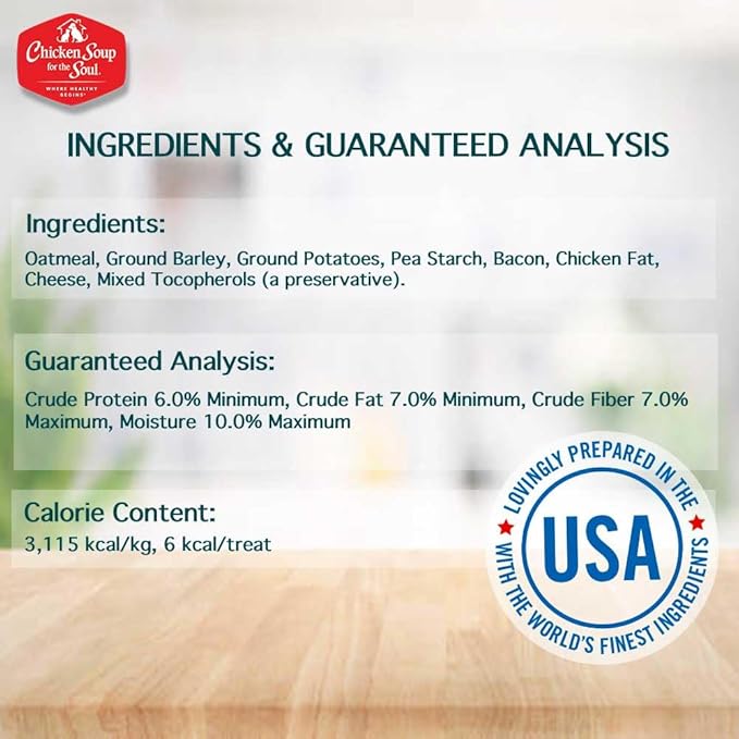 Chicken Soup For The Soul Crunchy Bites Dog Treats, Bacon & Cheese, 32 Ounce Bag | Soy, Corn & Wheat Free, No Artificial Flavors or Preservatives