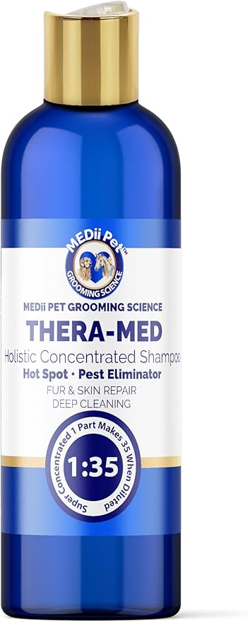 THERA-MED Concentrated Shampoo - Natural Scent, Foams & Rinses Easily, 16 Oz Medicated Dog Shampoo for Intense Itch Relief, Makes 4 Gallons