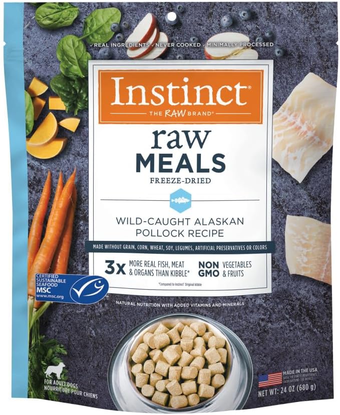 Instinct Freeze Dried Raw Meals Grain Free Dog Food, Dog Food Dry, Freeze Dried Dog Food, Raw Dog Food, Pollock Recipe, 24 oz