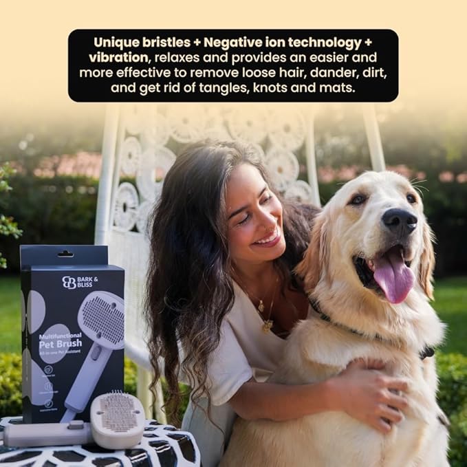 Bark&Bliss Self Cleaning Slicker Brush – Skin-Friendly Deshedding Grooming Tool for Dogs & Cats, Suitable for Shedding & Long-Haired Pets, Puppy Brush, Pet Grooming Brush, Cat Brush for Shedding