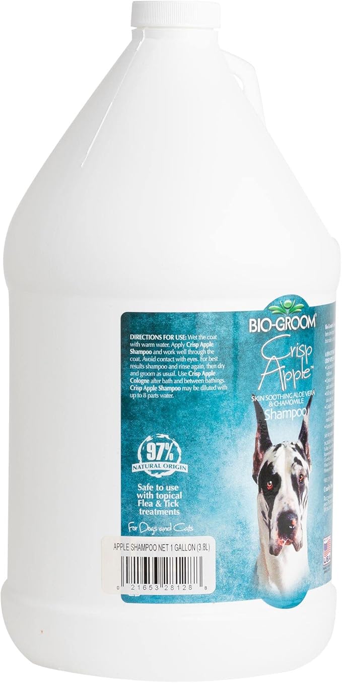 Bio-Groom Crisp Apple Dog Shampoo – Natural Scent Pet Shampoo, Aloe Vera, Chamomile, Cat & Dog Bathing Supplies, Puppy Wash, Cruelty-Free, Made in USA, Quick Rinse Cat Shampoo – 1 Gallon