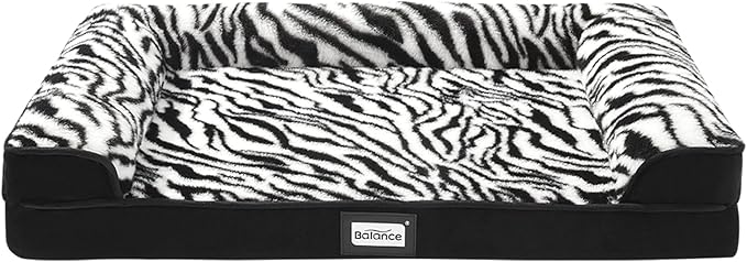 BALANCE Orthopedic Dog Bed, Egg Crate Foam Dog Couch for Pet Sleeping, Pet Sofa with Removable Washable Cover & Nonskid Bottom, Comfy Dog Bed for Medium Size Dog, Black