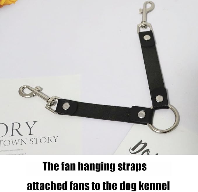 Dog Kennel Fan Hanging Utility Straps for Ryobi P3320 Fan Holder, Waterproof Dog Crate Fan Strap with Swivel Spring Clips Suitable for Any Kennel, Black