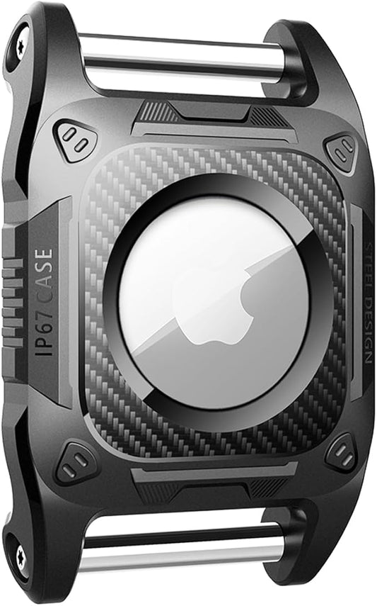 IP68 Waterproof Airtag Case for Dog Collar [1 Pack] Airtag Dog Collar Holder Hard TPU Full Protection Airtag Holder with Removable Handle Cat Dog GPS Tracker Anti Loss air tag Cover（Black）