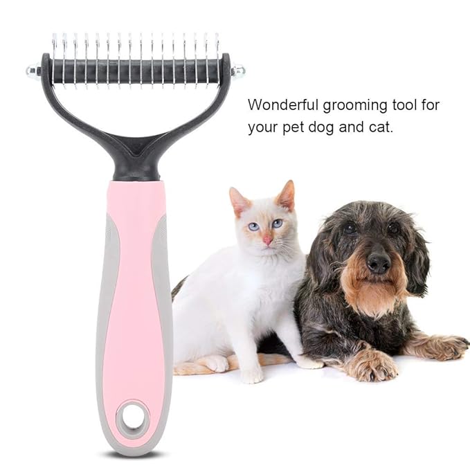 Grooming Brush Pet Hair Brush, Pet Neat Pet Grooming Brush, Hair Knot Comb, Dog Grooming, Grooming Tool for Dogs for Puppy(Pink, small)