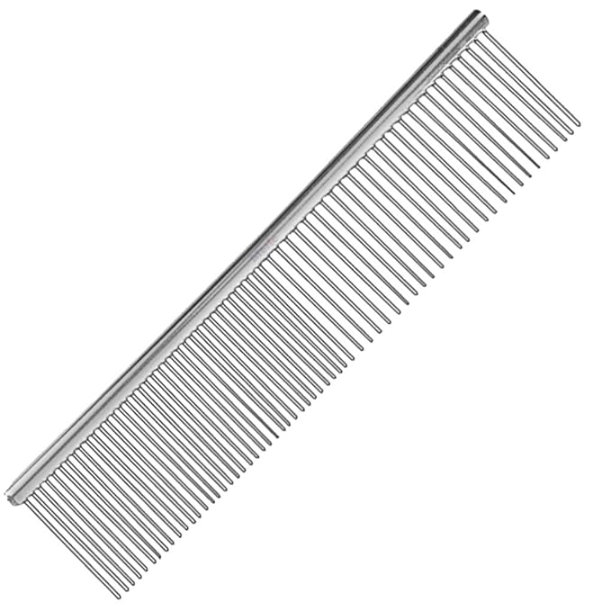 CoCoo Pet Grooming Comb, Stainless Steel Teeth, Detangling and Loose Fur Brush, Encourages Hair and Skin Follicles, Perfect for Small & Medium Cats and Dogs (Small (7.5" x 1.3"))