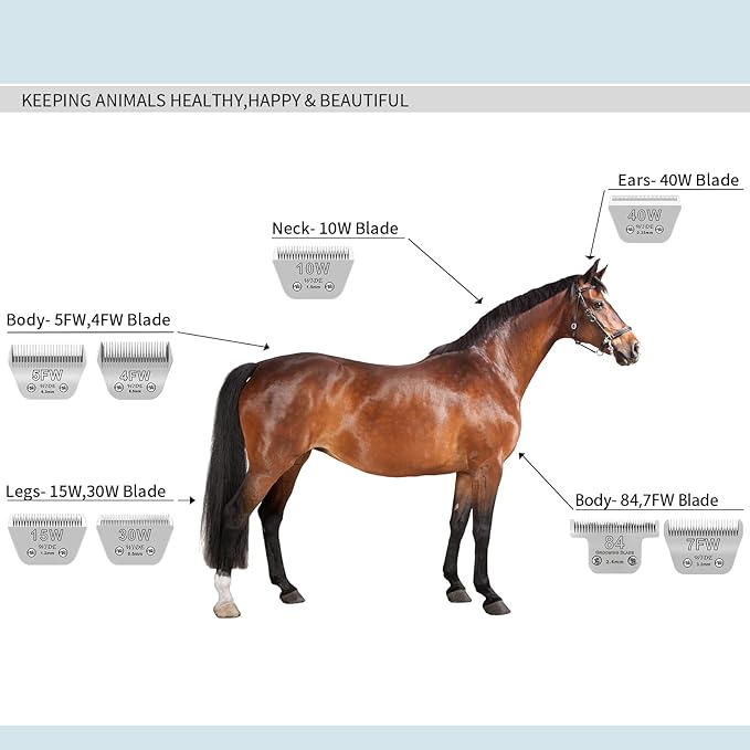 7FW+5FW+4FW Wide Pet Dog Grooming Detachable Blades Kit,Compatible with Andis,Oster A5,Wahl KM10 Clippers,Cut Length 1/8"(3.2mm) to 3/8" (9.5mm),Fit for Larger Animals