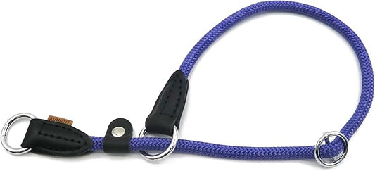 Braided Rope Collar, Training Dog Collar, Round Martingale Collar, Slip Collar with Adjustable Stopper and Slidable Stop Ring - Ideal for Medium Dogs (M(1/3") - 18" Long, Purple)