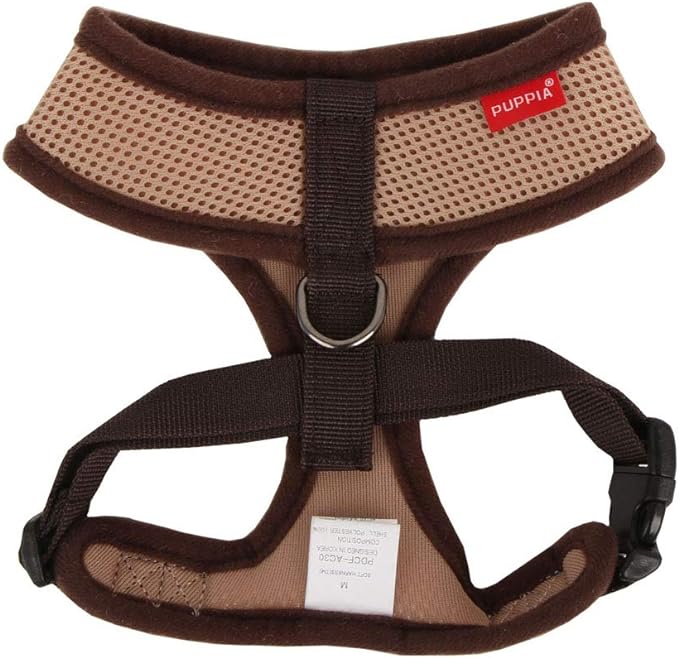 Puppia Soft Dog Harness No Choke Over-The-Head Triple Layered Breathable Mesh Adjustable Chest Belt and Quick-Release Buckle, Beige, XX-Large