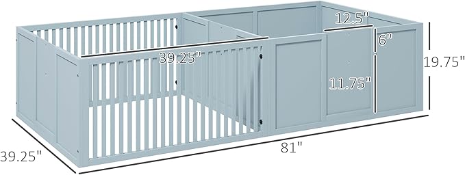 PawHut Whelping Box for Dogs Built for Mother's Comfort, Dog Whelping Pen with Removable Doors, Puppy Playpen for Indoors, Newborn Puppy Supplies & Essentials, 81" x 39" x 20", Gray