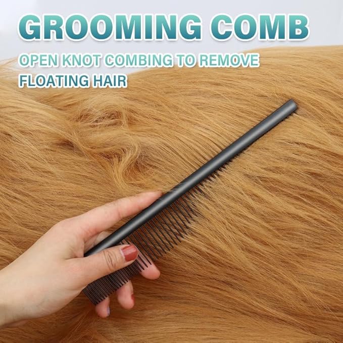 7 Pieces Professional Grooming Scissors Kit with Curved, Thinning, Straight Scissors, Nail Clipper, Nail File and Pet Hair Removal Comb for Pet Dogs & Cats