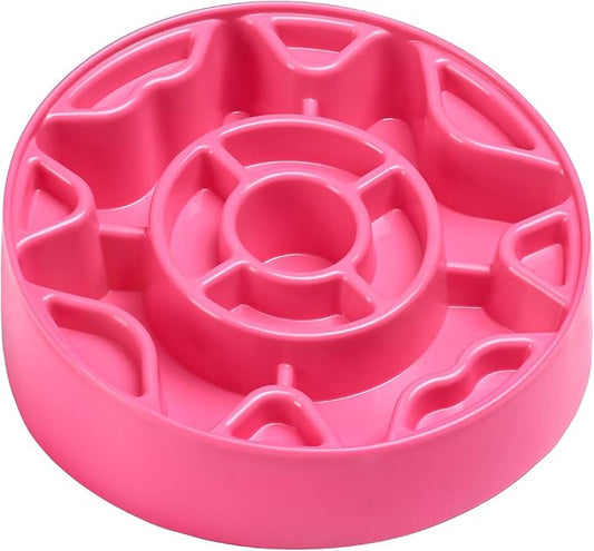 Tilted Slow Feeder Dog Bowl for Flat Face Breeds, Retro Style Non-Skid Food Bowl for Flat Face Breeds for Dogs & Cats Large, Small (Pink)