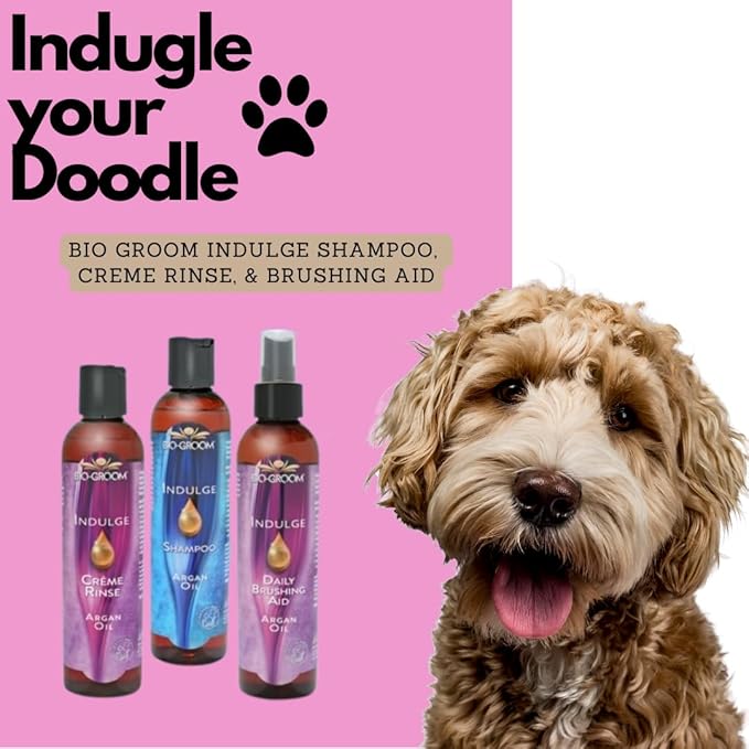 Bio-Groom Indulge Argan Oil Dog Conditioner - Deshedding Dog Bathing Supplies, Puppy Wash, Cat & Dog Grooming Supplies for Sensitive Skin, Cruelty-Free, Made in USA, Dog Products - 12 fl oz 1-Pack