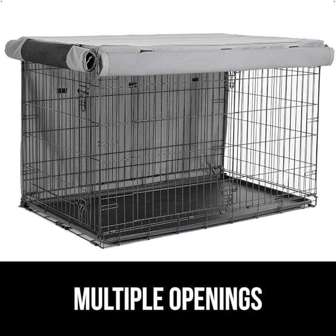 GORILLA GRIP Dog Crate Covers Compatible with Amazon Basics Dog Crates, All Sides Open, Privacy Cover Fits 24" Wire Kennel, Breathable Mesh Windows, Light Reducing Puppy Training Cage Topper, Gray