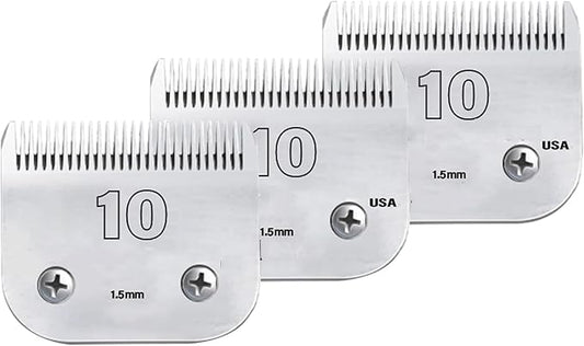 Clipper Blade Dog Grooming Compatible with Andis Clippers Carbon Infused Steel Detachable Ceramic Sharp Edge Also Compatible with Wahl/Oster Dog Clippers (3Pack #10:(1/16")(1.5mm))