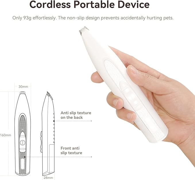 Dog Paw Trimmer, Dog Clippers, Cordless Cat and Small Dogs Clipper, Low Noise Electric Mini Pet Grooming Clippers for Trimming The Hair Around Face, Paw Pads, Eyes, Ears, Rump