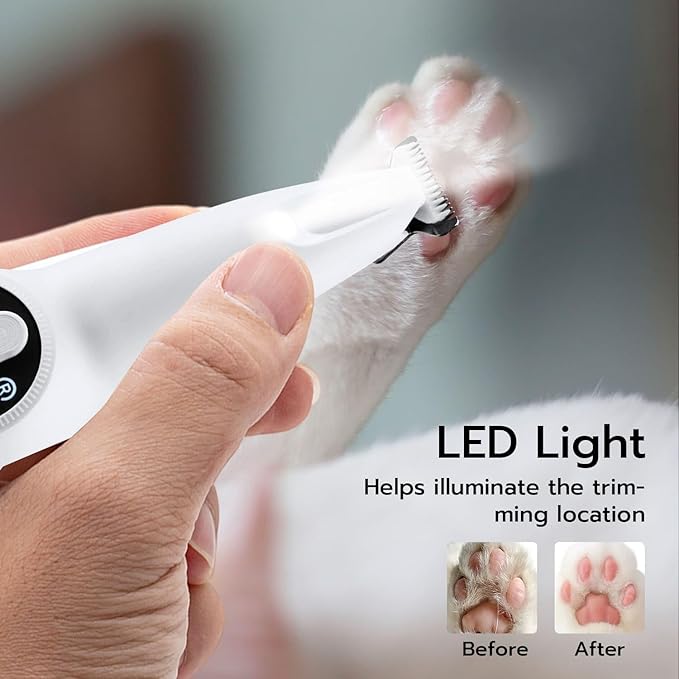 Mcbazel 2 in 1 Pet Micro Precision Trimmer & Nail Grinder, Multifunctional Rechargeable Pet Shaver Hair Nail Trimmer with LED Light for Paws Eyes Ears Face Buttocks for Large/Small Dogs and Cats