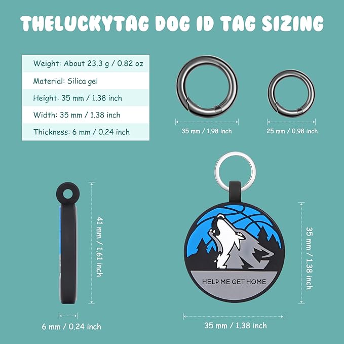 Upgraded Personalized Dog Tags Engraved with 3D QR Code for Dogs Cat Collar - Silicone Silent Pet Tag - Create Online Profile No APP Requirement (Blue-Wolf-Black QR)