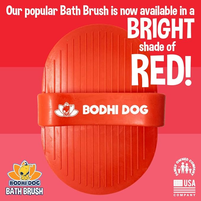 Bodhi Dog Shampoo Brush - Pet Grooming & Bath Supplies for Cats and Dog - Bath Brush for Long & Short Hair - Premium Scrubber for Shower, Bathing & Massage (One Pack, Red)