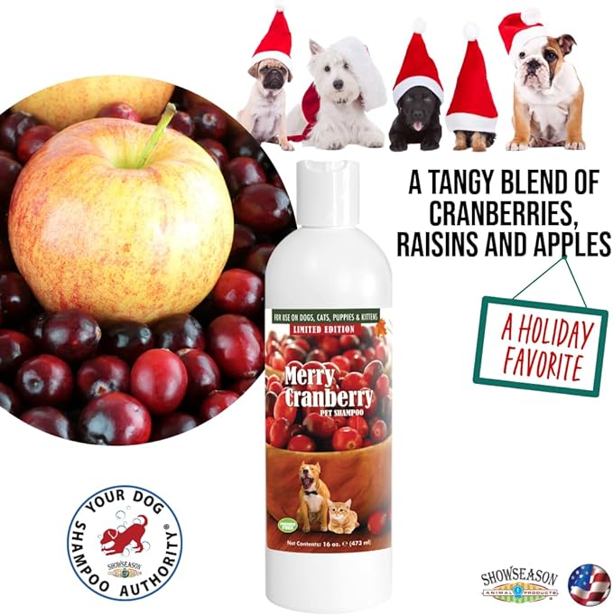 Merry Cranberry Pet Shampoo for Dogs & Cats 16 oz. | Cruelty-Free | Paraben-Free | Biodegradable and Non-Toxic | Made in The USA