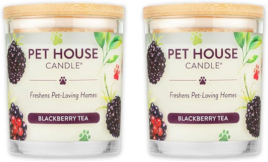Pet House 9 oz BlackBerry Tea Scented Pet Odor Candle, Clean Burning, Long Lasting, Plant Based Spring, Summer Scented Soy Candles, Pack of 2