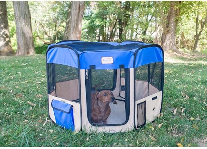 Armarkat PP001B Blue and Beige Portable Playpen