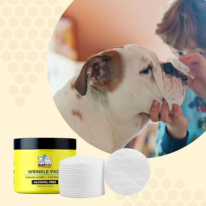 Wrinkle Paste for Bulldogs + Wrinkle Wipes French Bulldog- Wrinkle Cream for Dogs (Frenchie, English Bulldog, Pug)-Cleans Rashes,Tail Pockets- English Bulldog Harness Cream w/ Dog Face Wipes