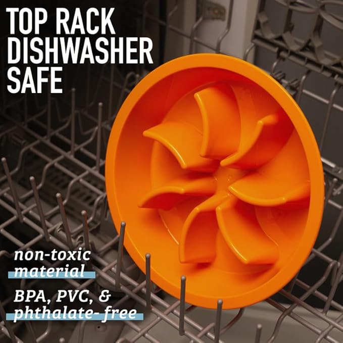 Leashboss Dog Bowl Slow Feeder for Raised Pet Feeders - Maze Food Bowl Compatible with Elevated Diners for Neater Pet Eating (1.5 Cup - 6-6.25 Inch Feeder Holes, Blue)