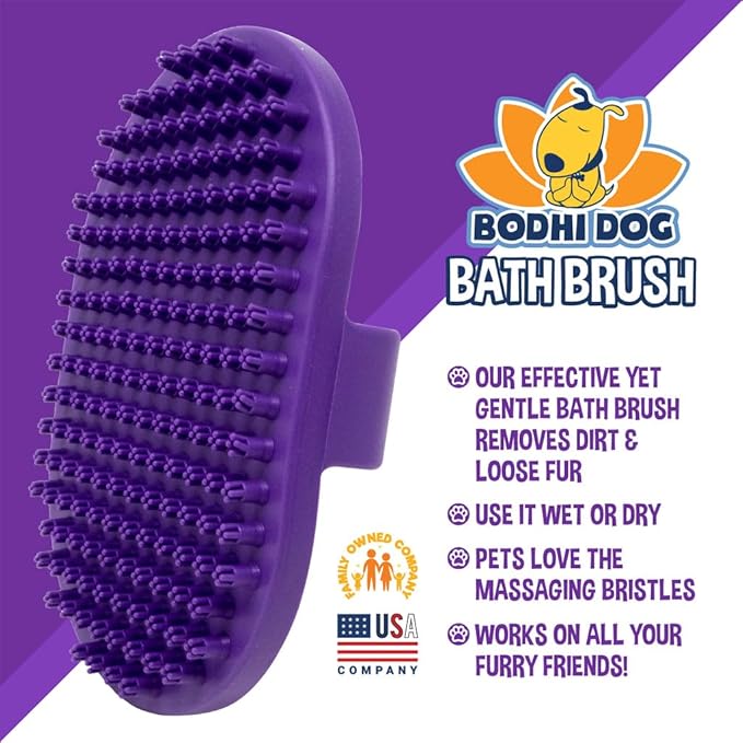 Bodhi Dog Shampoo Brush - Pet Grooming & Bath Supplies for Cats and Dog - Bath Brush for Long & Short Hair - Premium Scrubber for Shower, Bathing & Massage (One Pack, Purple)