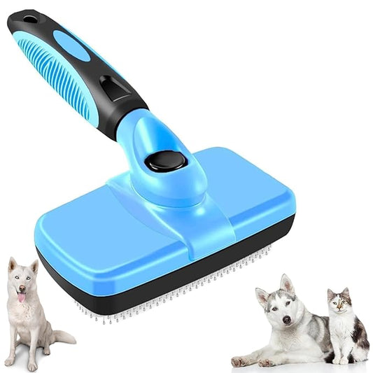 AINA Self-Cleaning Pet Grooming Brush | Pet Slicker Brush for Dogs & Cats Detangling & Fur Removal with Click Clean Button | Effective & Comfortable Pet Deshedding Brush, Perfect for Pet Grooming
