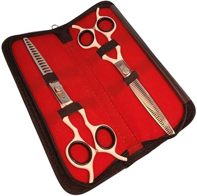Dog Grooming Blenders Set - Thinning Shears - Chunkers - 7in - Grooming Shears (White)