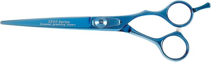 Master Grooming Tools 5200 Blue Titanium Shears — High-Performance Shears for Grooming Dogs - Straight, 6½"