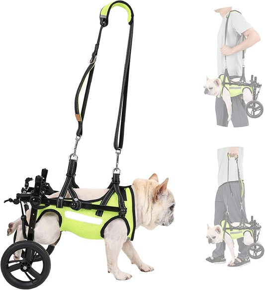 Adjustable Dog Wheelchair for Back Legs, Max 22 lbs - Includes High-Visibility Vest, Leash & Sling Lift, for Paralyzed, Injured, or Disabled Dogs