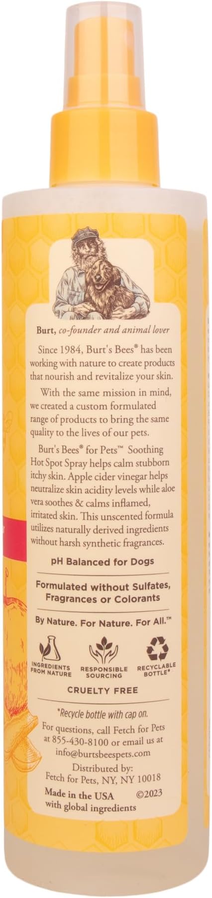 Burt's Bees for Pets Hot Spot Spray with Apple Cider Vinegar and Aloe Vera, 95% Natural Origin Formulas, Dog Spray for Itchy Dogs, Dog Spray Itchy Skin Relief, 2pk 10oz
