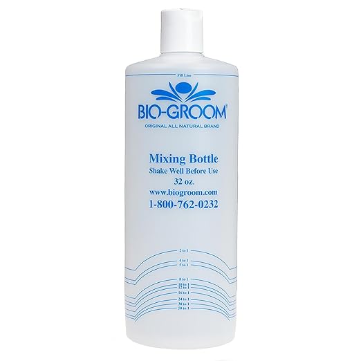 Bio-Groom Mixing Dilution Bottle – For Dog Shampoo, Plastic Squeeze Bottle with Cap, Dilutes Dog Shampoos and Conditioners, Cruelty-Free, Made in USA, Refillable, Dog Grooming Bottle – 32 fl oz 1-Pack