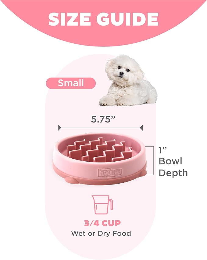 Outward Hound Fun Feeder Slo Bowl, Small Slow Feeder Dog Bowl, 3/4 Cups, Mini, Pink