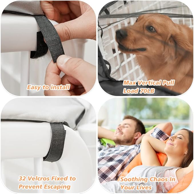 PJYuCien Dog Playpen Mesh Top Cover, Fits 24 Inch 8 Panels Regular Octagon Plastic Exercise Pet Pen, Adhesive Tape Connections, Black (Note: Cover Only, Fence Not Included)