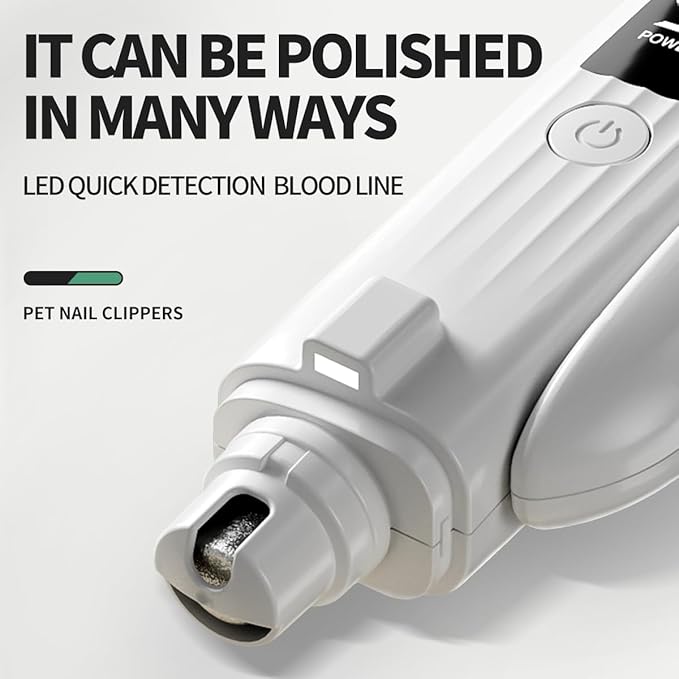 3-in-1 Electric Pet Nail Clipper & Grinder - HD LED Display & High-Hardness Blades | Rechargeable & Ultra-Quiet for All Pets (White)