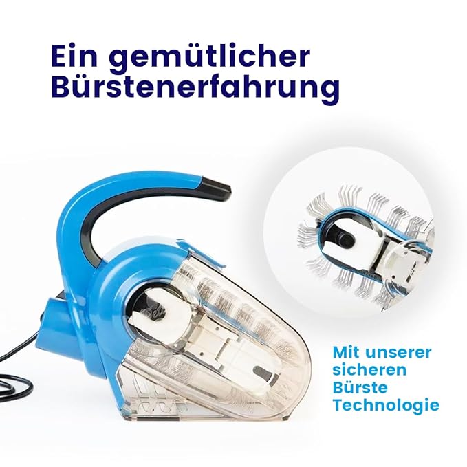 Automatic Dogbrush - Catbrush - Electric slickerbrush for dogs and cats with medium to long hair - Including flexible hose for connecting to your hoover - Dematting - Easy way of grooming