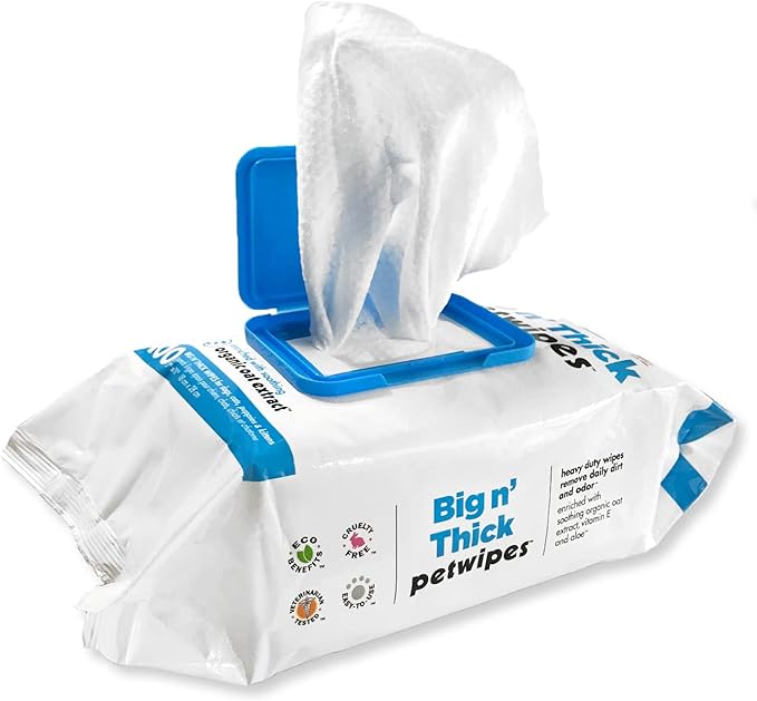 Petkin Pet Wipes for Dogs and Cats, 400 Wipes - Large Pet Wipes for Dogs and Cats - Cleans Ears, Face, Butt, Body and Eye Area - Convenient, Ideal for Home or Travel - 4 Packs of 100 Wipes