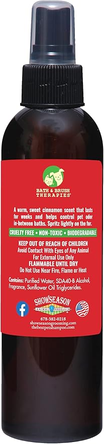 Bath & Brush Therapies® Cinnamon Nice Pet Cologne For Dogs 4.5 oz | Long-Lasting Odor Eliminator | Paraben-Free | Biodegradable & Non-Toxic | Made in USA