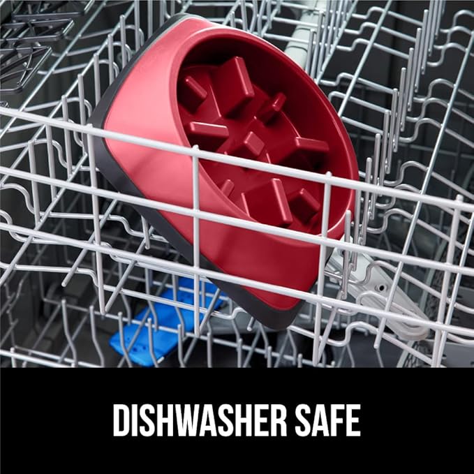 Gorilla Grip Slow Feeder Dog and Cat Bowls, Interactive Puzzle Toy for Dogs and Cats Food Training, Keeps Pets Busy and Prevents Puppy Overeating, Large, Small Breeds, 100% BPA Free, 4 Cup Red