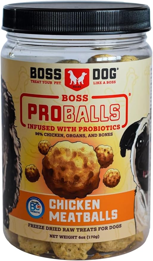 Boss Proballs Meatball Treats for Dogs & Cat, Chicken Recipe, 6 oz Jar