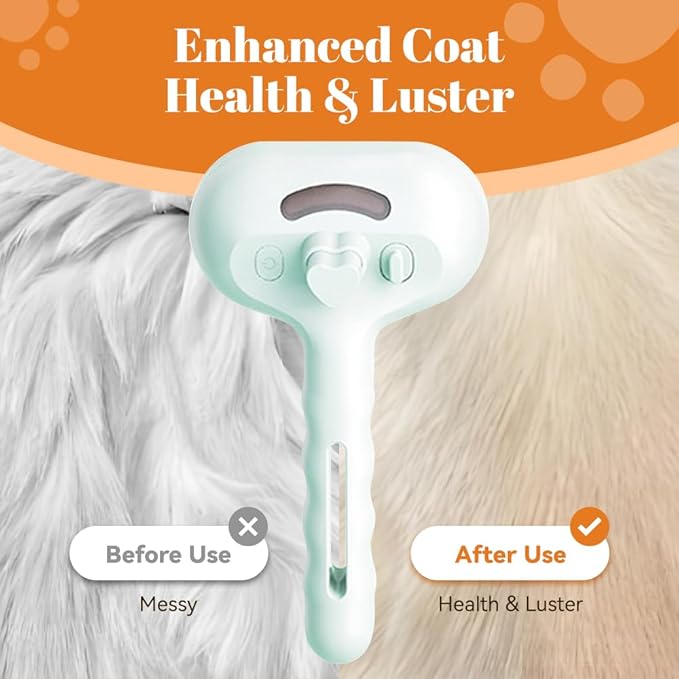 Cat Steam Brush, 3 in 1 Pet Spray Hair Removal Comb for Shedding & Grooming, Pet Grooming Brush with Spray, One-Click Release Button and Tank, Spritz Defur Comb for Cats Dogs, Effective (White)