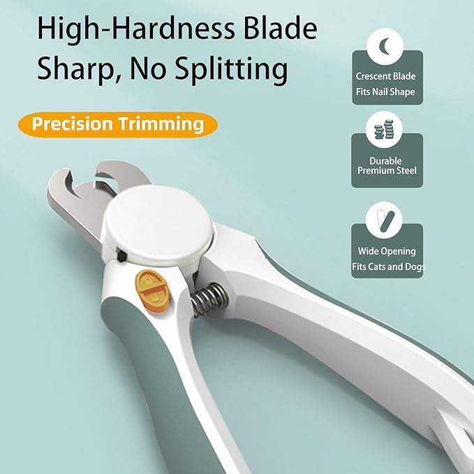 Cat Nail Clippers, EliaValth LED Dog Nail Clippers, Dog Nail Trimmers, Nail Grinder and Toenail Clippers for Thick Nails, Grooming Tool with Ergonomic Handle, Suitable for Small and Large Pets Green