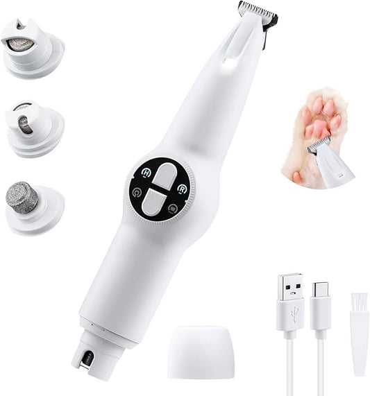 Mcbazel 2 in 1 Pet Micro Precision Trimmer & Nail Grinder, Multifunctional Rechargeable Pet Shaver Hair Nail Trimmer with LED Light for Paws Eyes Ears Face Buttocks for Large/Small Dogs and Cats