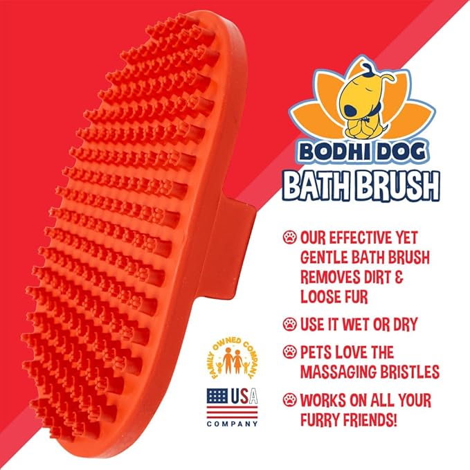 Bodhi Dog Shampoo Brush - Pet Grooming & Bath Supplies for Cats and Dog - Bath Brush for Long & Short Hair - Premium Scrubber for Shower, Bathing & Massage (One Pack, Red)