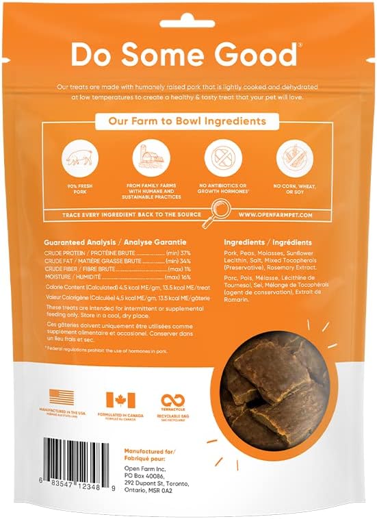 Open Farm Dehydrated Grain-Free Pork Treats 4.5 Ounces