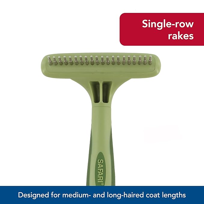 Coastal Pet Safari Dog Single Row Rotating Pins Undercoat Rake Dog Grooming Rake - Gentle Dematting Comb for Dogs - Effective Deshedding Comb - Pet Grooming Tools - Single Row