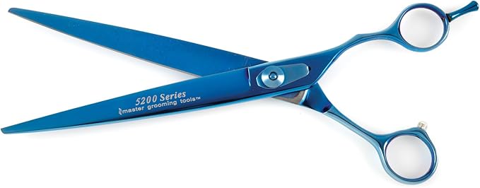 Master Grooming Tools 5200 Blue Titanium Shears — High-Performance Shears for Grooming Dogs - Straight, 8½"
